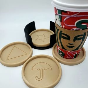 Inspired by squid game honeycomb game - 4 x coasters + coaster holder